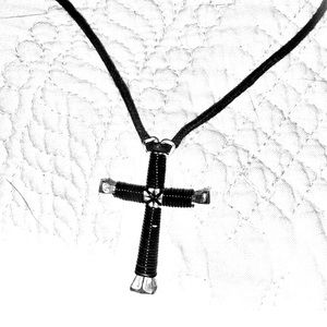 HANDCRAFTED | Black Leather Cord Cross Necklace